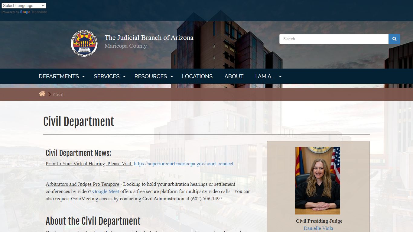 The Judicial Branch of Arizona in Maricopa County - Civil Department